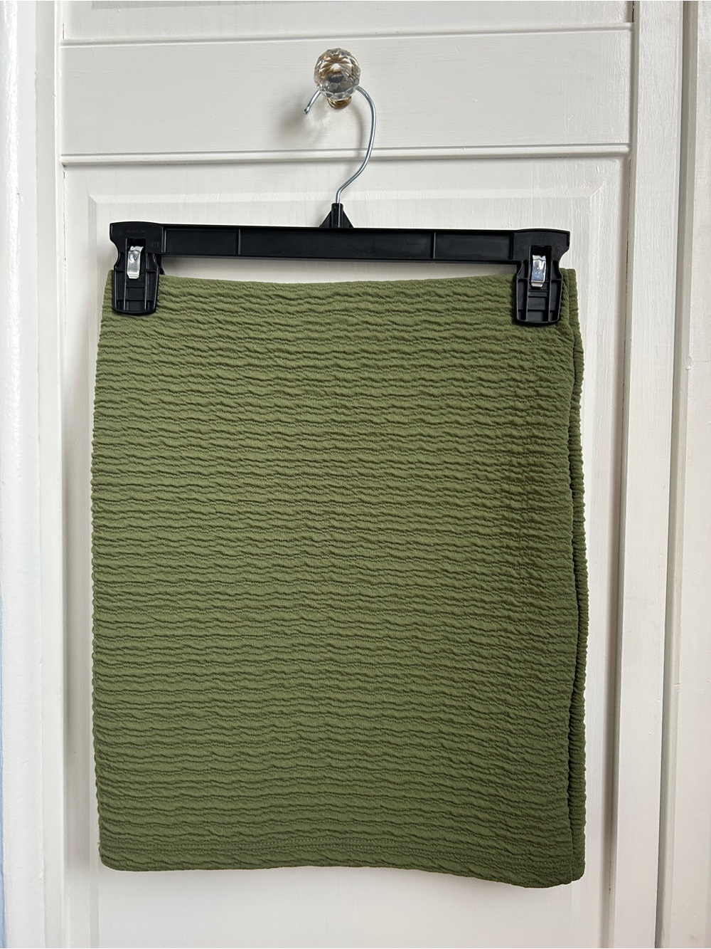 Topshop Olive Green Textured Pencil Skirt